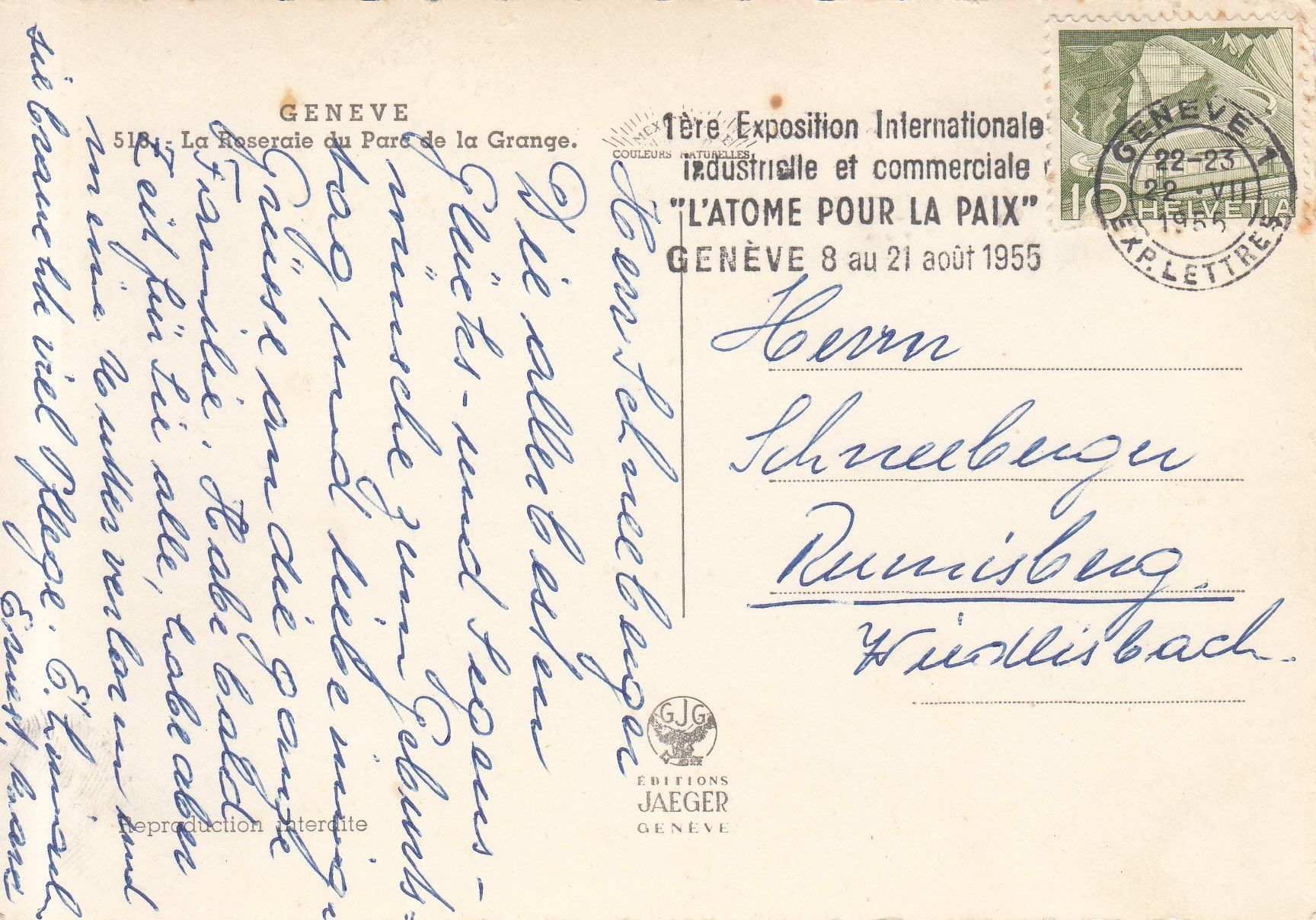 Cartoline postali: Genève 1955 – Usato da Bürglen TG venduto da StampGraf 1