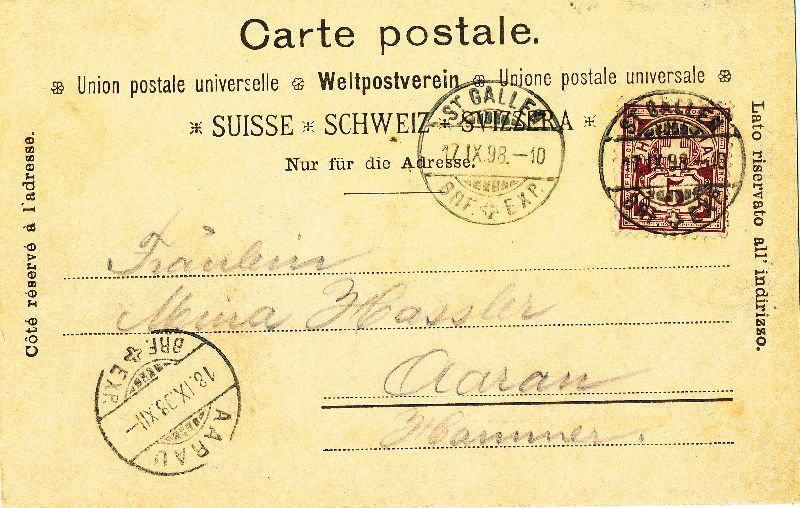 Ansichtskarten: St. Gallen - Gruss aus... col. + 1898 – Gebraucht aus Emmenbrücke von teestube 1