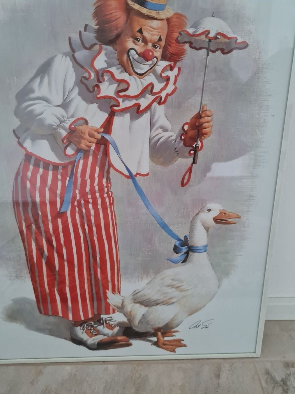 Posters & Illustrations: BILD LUSTIGER CLOWN MIT GANS – D'occasion à Steg im Tösstal par goldlionfree 2