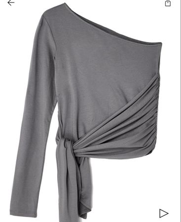 One shoulder top grau s