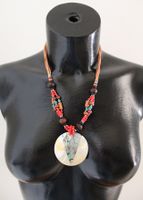 Neu,Modeschmuck Kette, mit Perlmutt, Länge 32 cm