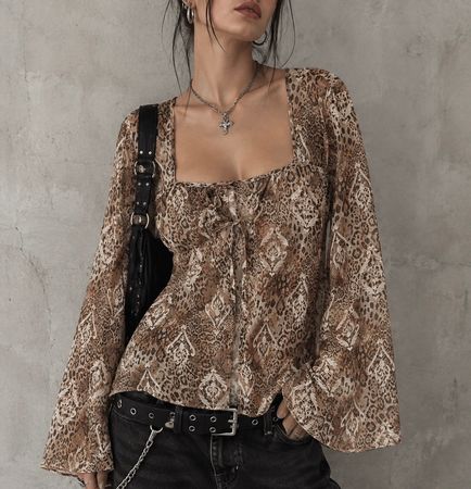 Chiffonbluse - Leopard Look
