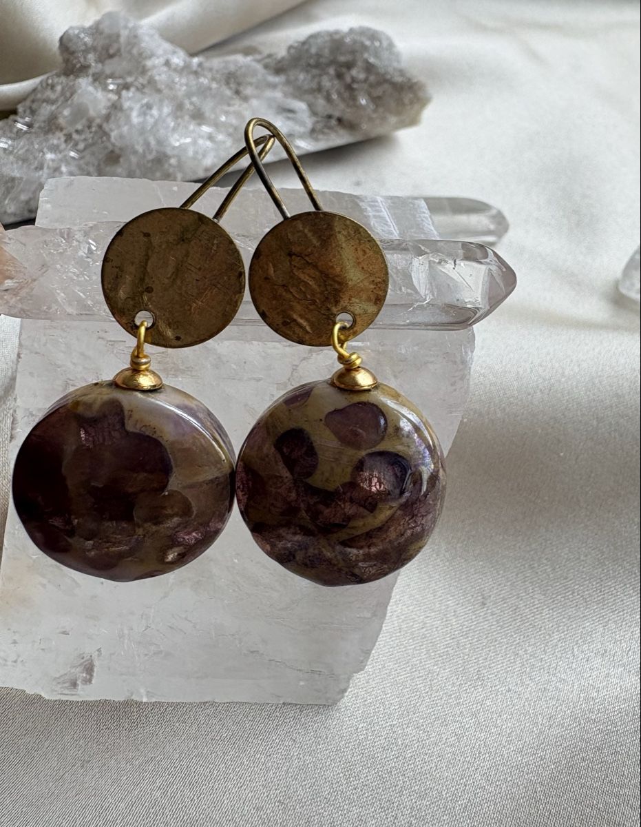 Boucles d'oreille: Boho Statement Ohrringe Rund Goldfarben Violett Vintage – D'occasion à Zürich par CICI-CuratedVintage 2