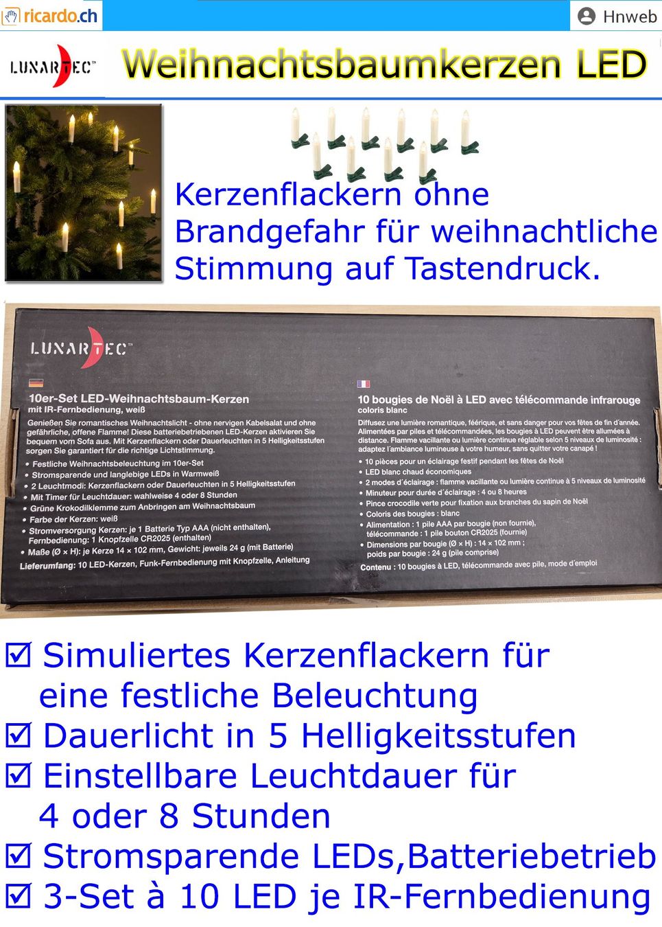 Candele: Weihnachtskerzen LED 3x 10er Set – Nuovo (secondo la descrizione) da Kaisten venduto da Hnweb 2