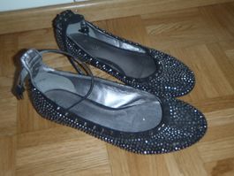 Catwalk Ballerinas Gr. 37 Nieten Strass Partyschuhe schwarz