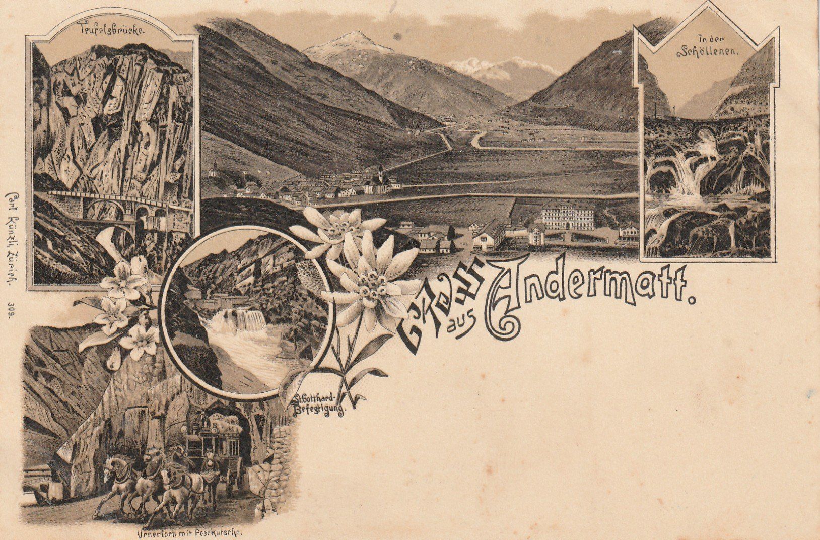 Cartoline postali: AK Grus aus Andermatt   Litho um 1900 – Usato da Rupperswil venduto da Ema10