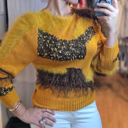 Vintage Boutique Pullover Unikat 80er M Mohair Stil