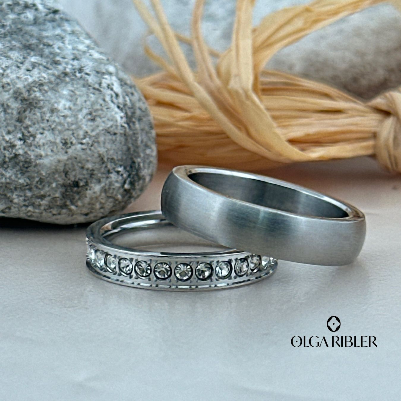 Olga Ribler Anelli: Edelstahl und Titan Ring Set 2 Ringe – Nuovo (secondo la descrizione) da Luzern venduto da byolgaribleroutlet 4