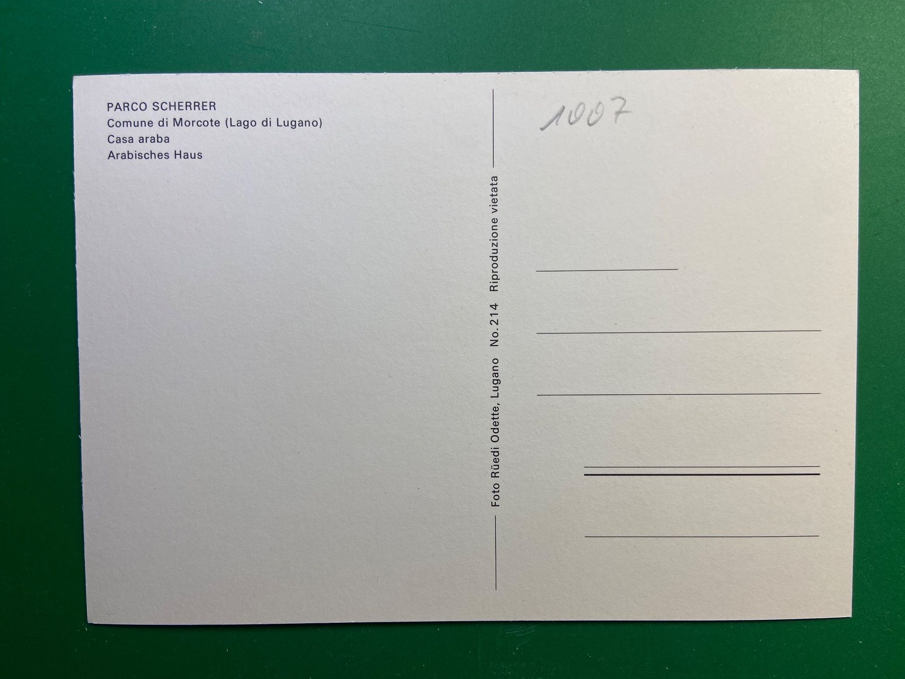 Cartoline postali: Parco Scherrer - Morcote - Casa araba – Usato da Steg VS venduto da _vinci_ 1