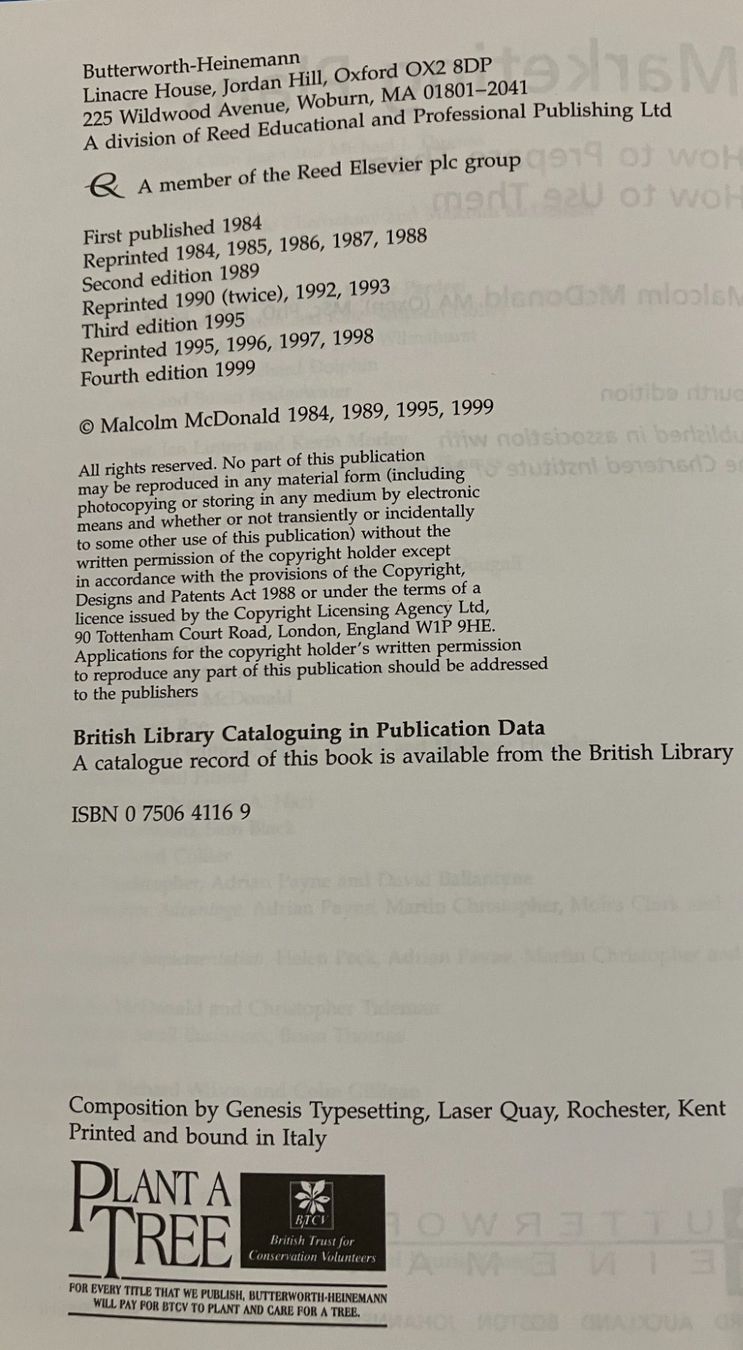 Libri: Malcolm McDonald. Marketing Plans, Fourth Edition – Usato da Chêne-Bougeries venduto da Vintage-Era 4