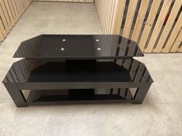 Schwarzer TV-Tisch mit Glasablagen - Modern & Stilvoll