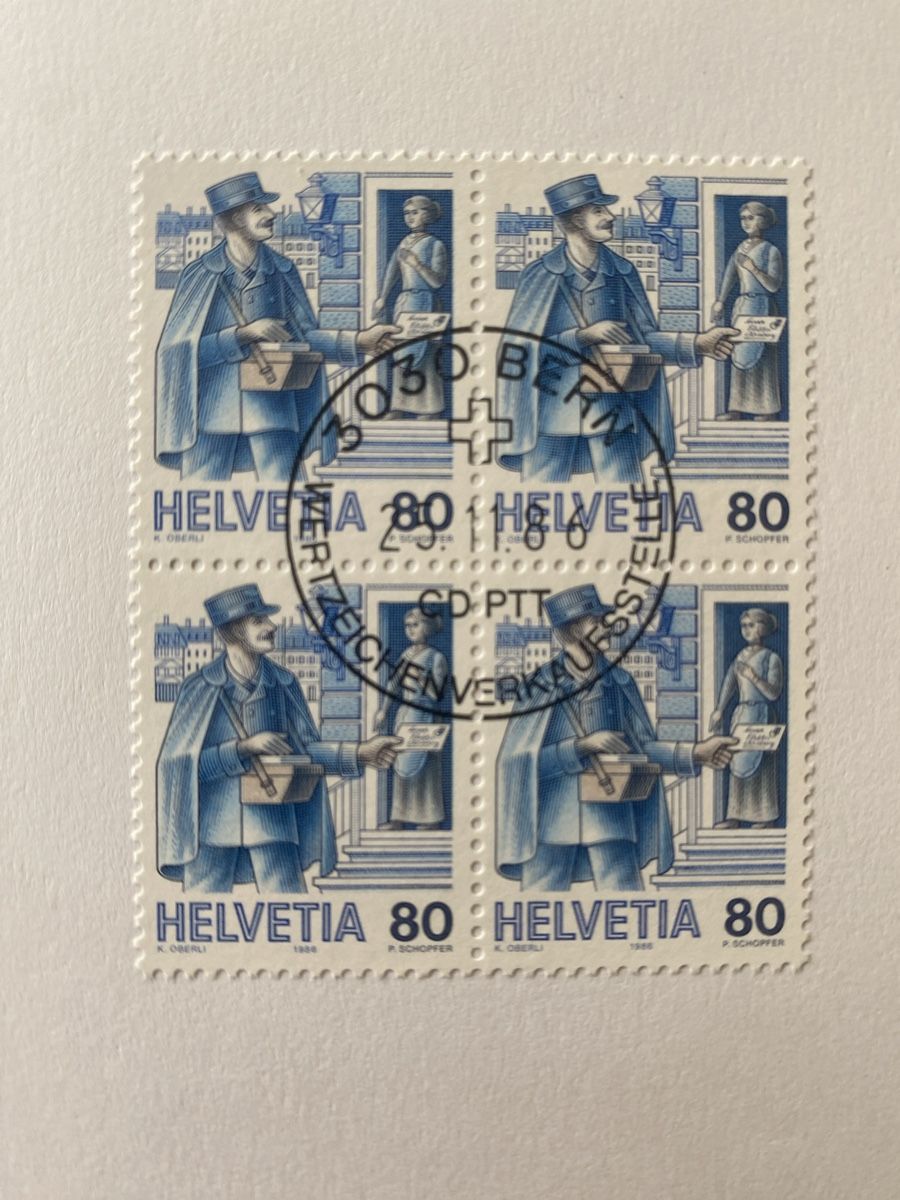 Alle Briefmarken: Grusskarte PTT  mit 4 gestempelten Briefmarken – Gebraucht aus Embrach von bea_8424 2