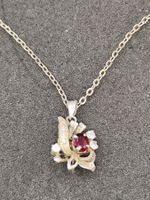 Vintage 925er Silber Anhänger mit schmucksteine an Kette Top