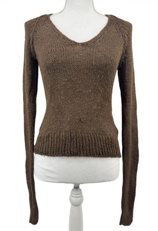 Archive Indie DONDUP Jumper Col V Maille Taupe, 100% Soie, S