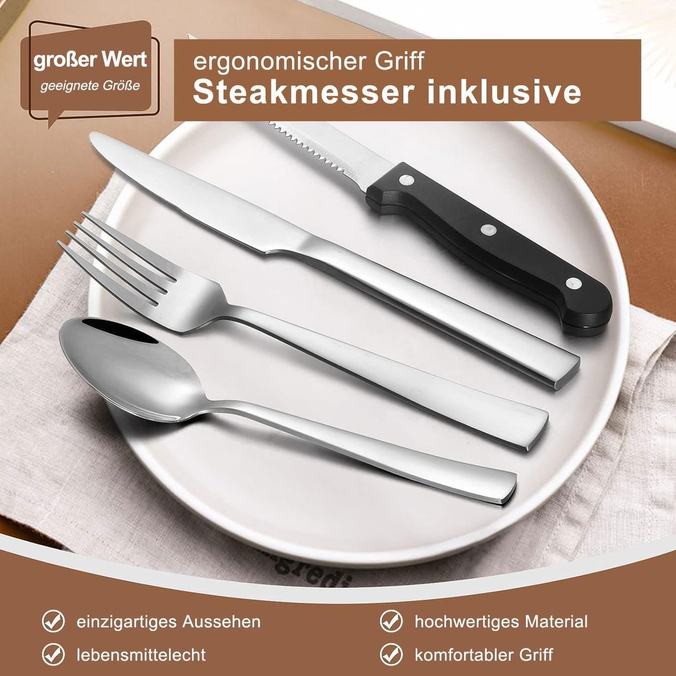 Set di posate: 36 teiliges Edelstahl Besteckset – Nuovo e nell'imballaggio originale da Nuglar venduto da SaleRitter 5