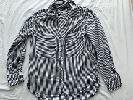 Damen Bluse lang oder 3/4 lange Ärmel Zara Farbe blau/weiss