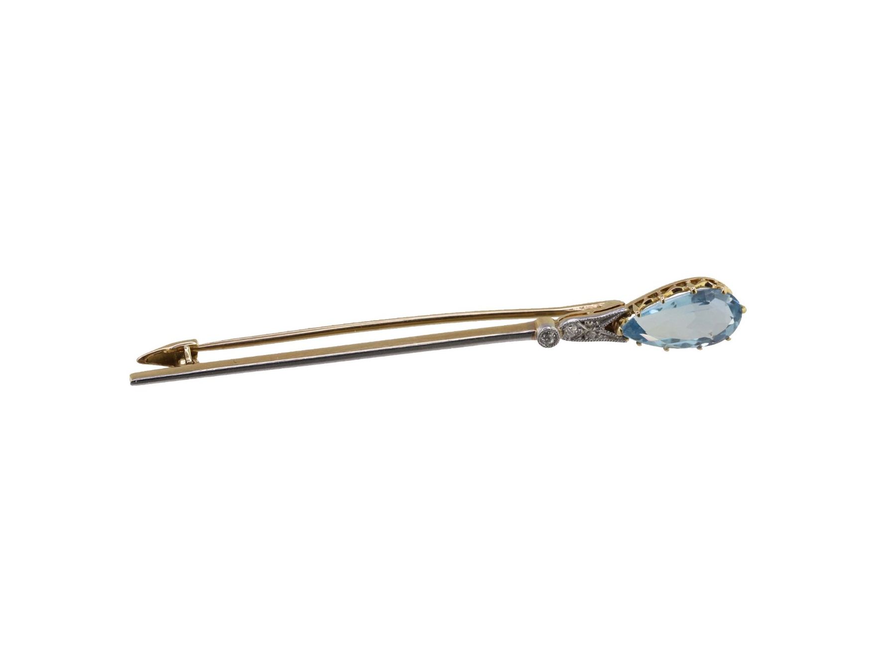 Spille & Fermagli: Aquamarin Diamant Brosche – Usato da Zürich venduto da Vintage-Jewellery