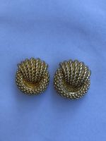 Boucles d'oreilles clip or noeud tressé vintage bon état