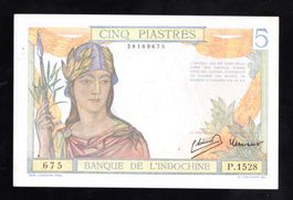 French Ind. 5 piastres nice grade AU+
