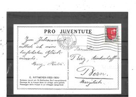 Pro Juventute-Karte mit Pro Juventute-Marke 1920 J15 Perfin