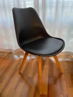 6er Set Schwarze Esszimmerstühle Holzbeine Sitzschale Küc...