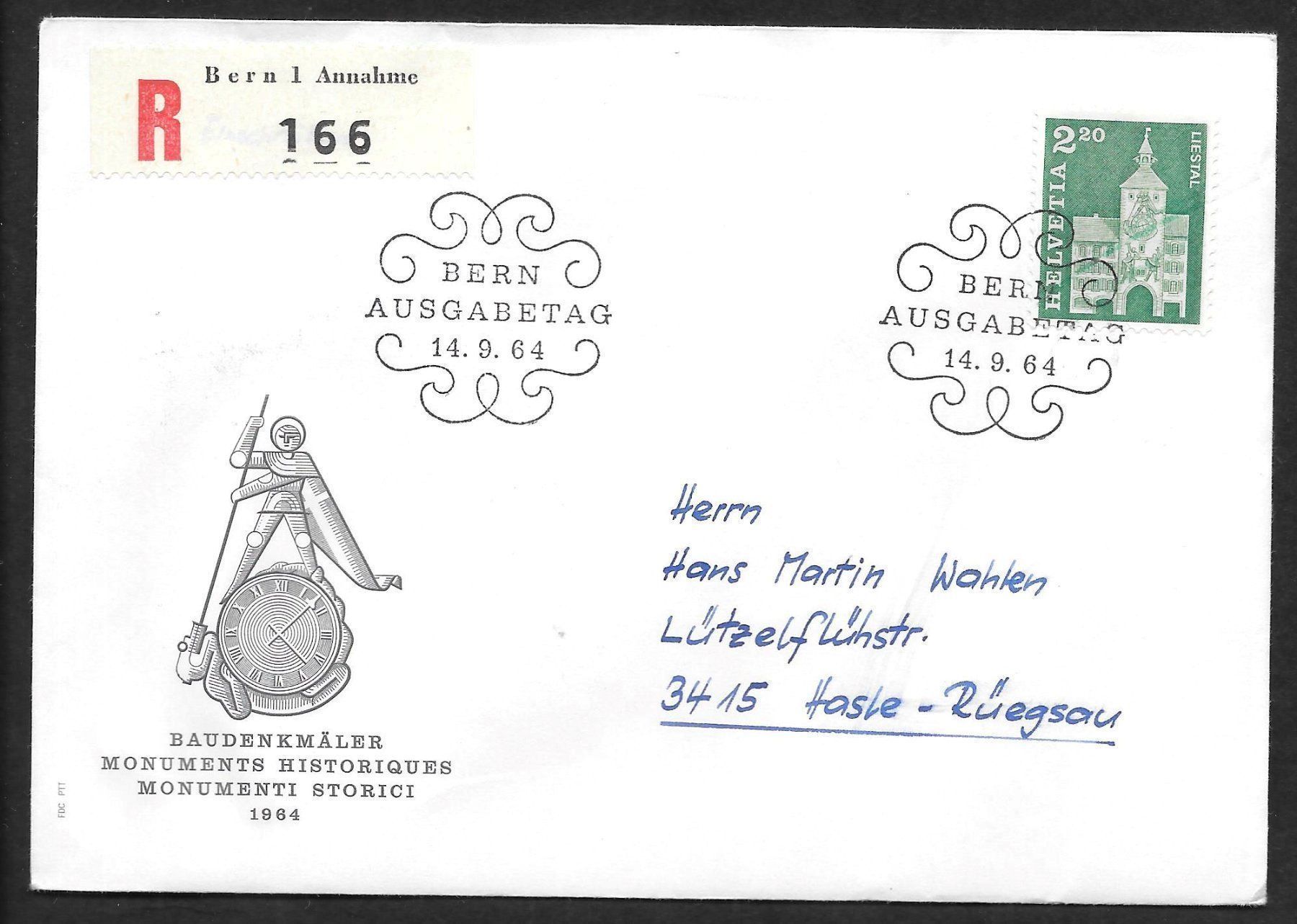 Tutti i francobolli: R-FDC 425 Liestal ET 14.9.1964 – Nuovo (secondo la descrizione) da Olten venduto da clotaldi