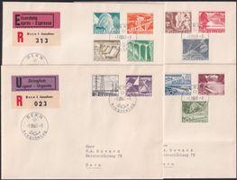 1949, 4 FDC's Tech. & Landschaft, Top-Qualität, Kat: 580.-+