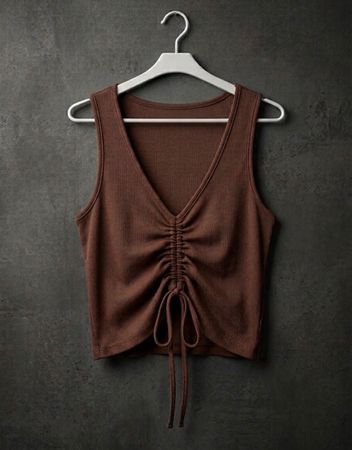 Débardeur femme marron froncée taille S bon état
