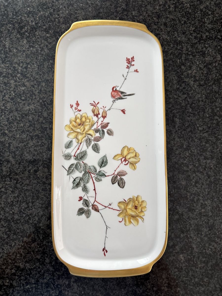 Piatti di portata: Cakeplatte 35cm handgemalt mit Goldrand – Usato da Lengnau AG venduto da Soleil78