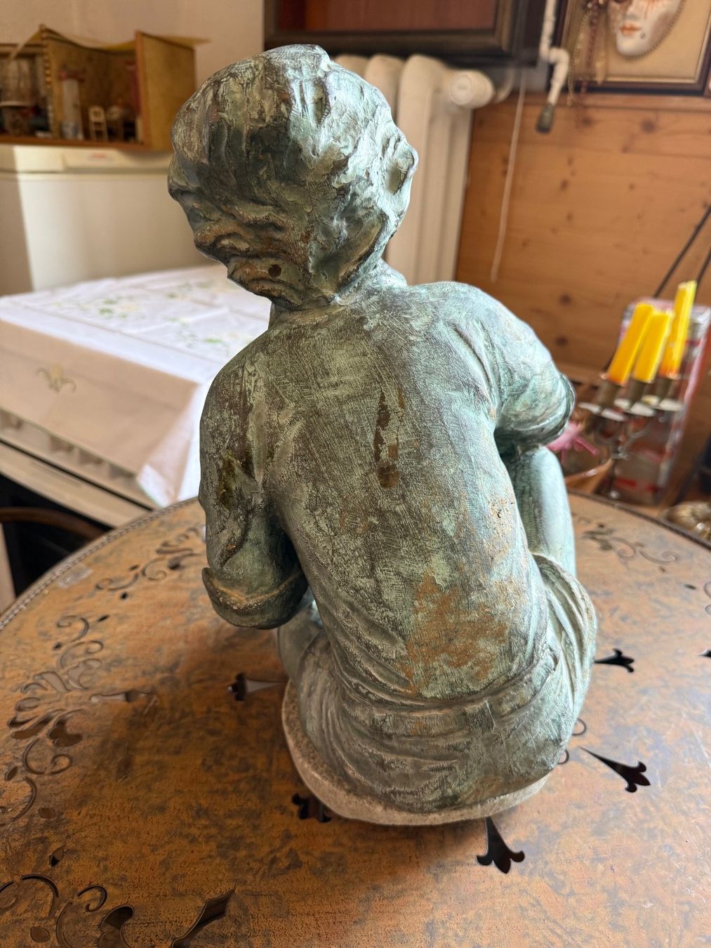 Statuette: Figur "Knabe mit Schale", Gartendeko vermutlich Bronze – Usato da Koblenz venduto da Kbaldinger 2