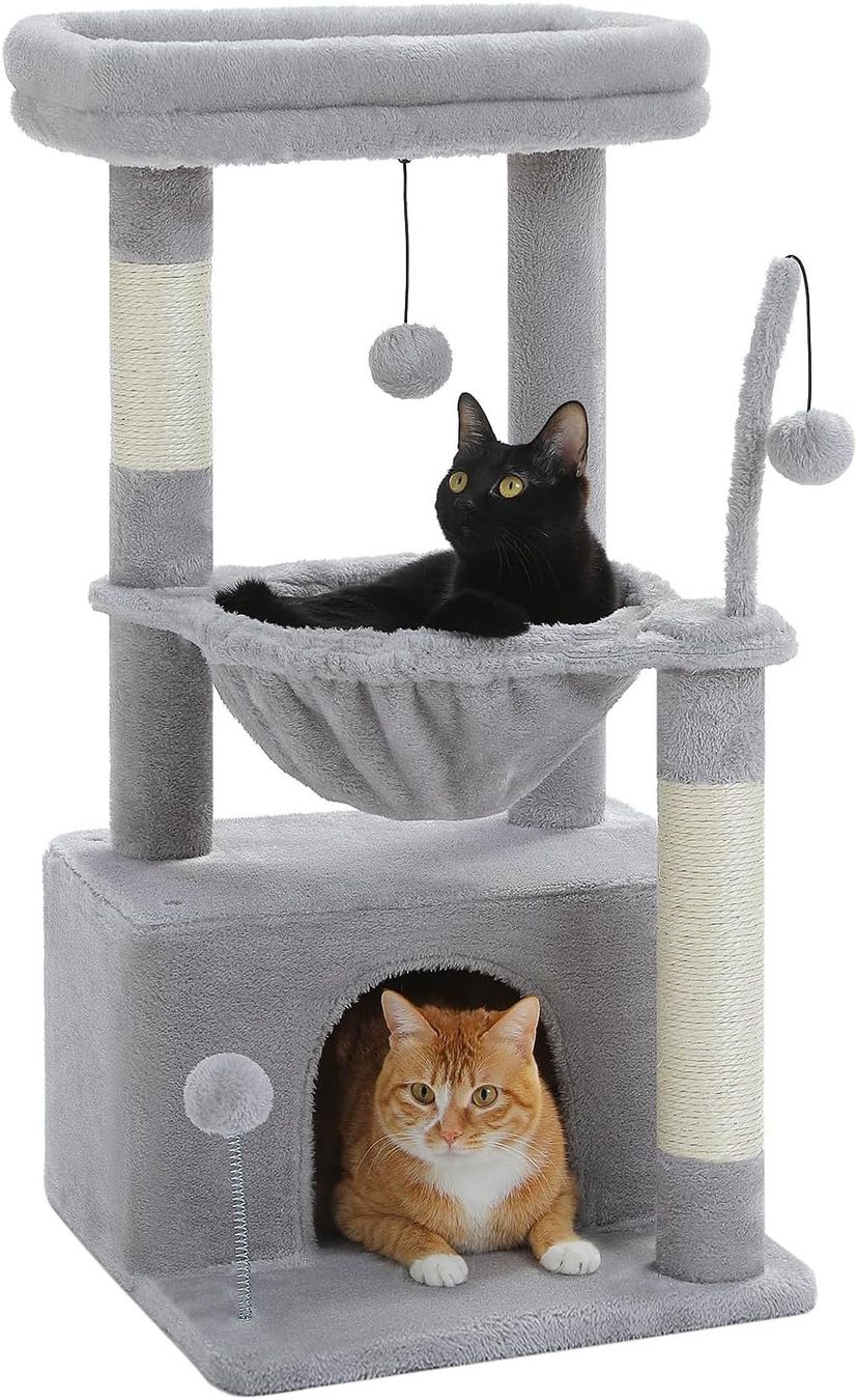 Tiragraffi: Kratzbaum Katzenbaum mit Hängematte Sisal 83 cm Grau – Nuovo e nell'imballaggio originale da Schaffhausen venduto da AllesMussRaus90