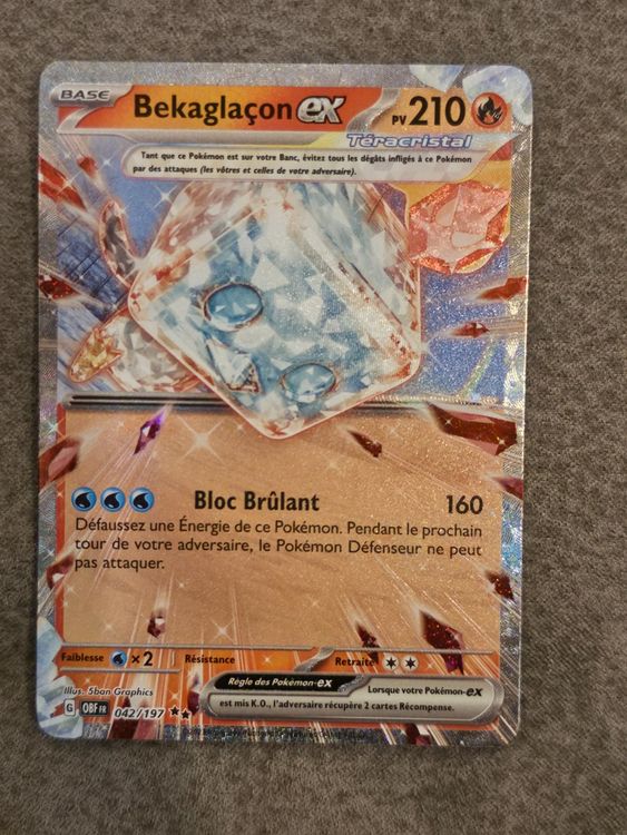 CARTE POKÉMON BEKAGLAÇON Ex 042/197 Flammes Obsidiennes. EUR 1,00