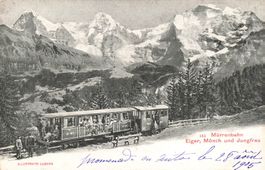 Mürren (BE) – Mürrenbahn mit Blick auf Eiger Mönch Jungfrau