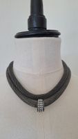 Halskette grau Mesh mit Zirkonia neuwertig
