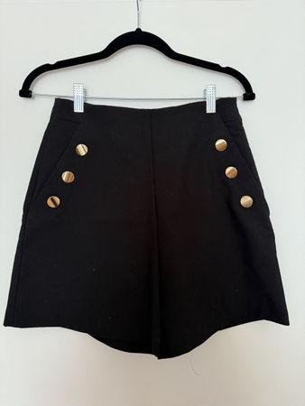 Zara Stylish Black shorts with Gold Buttons - Size Small