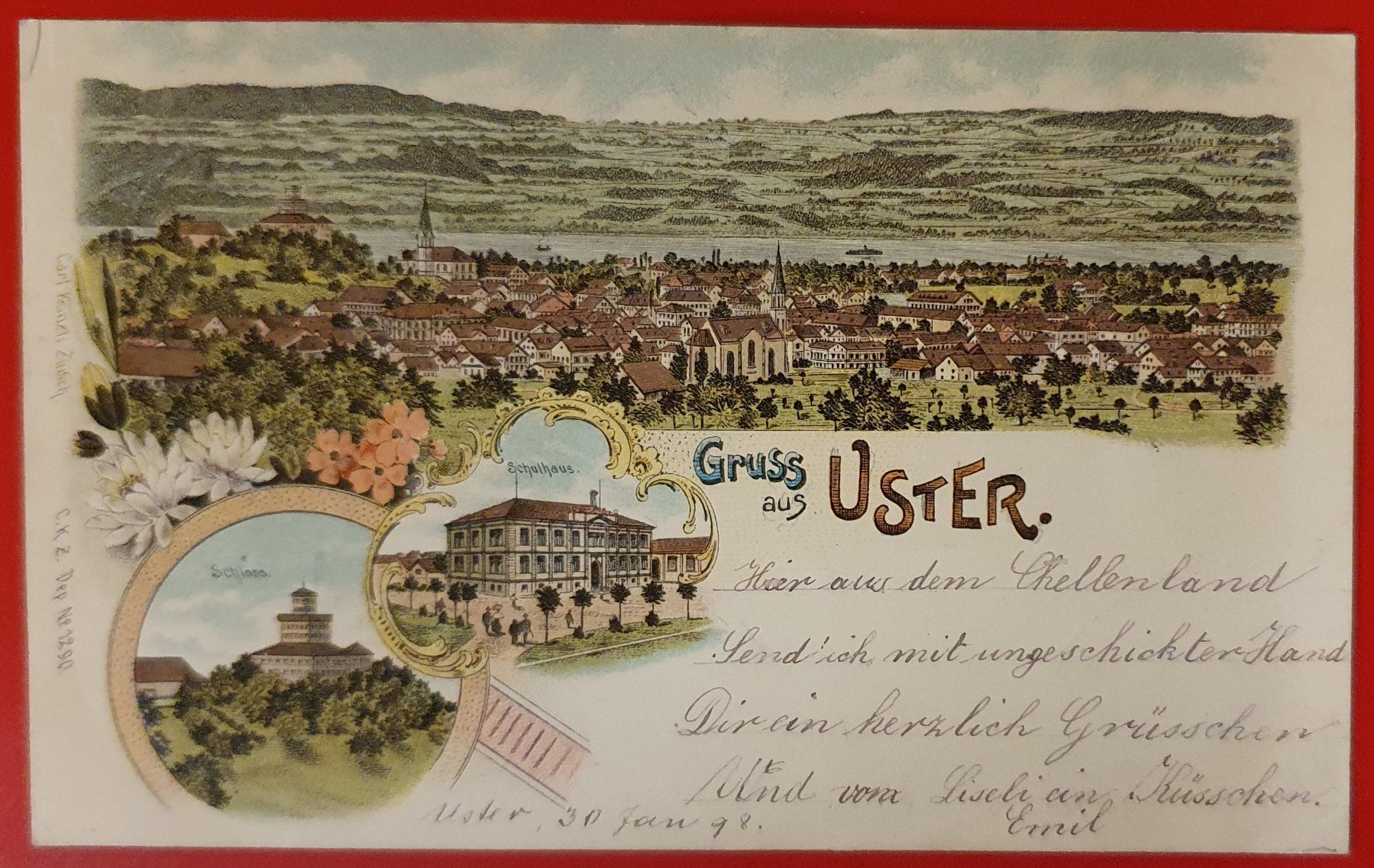 Cartoline postali: Gruss aus Uster 1898 – Usato da Kreuzlingen venduto da Rschweiz1