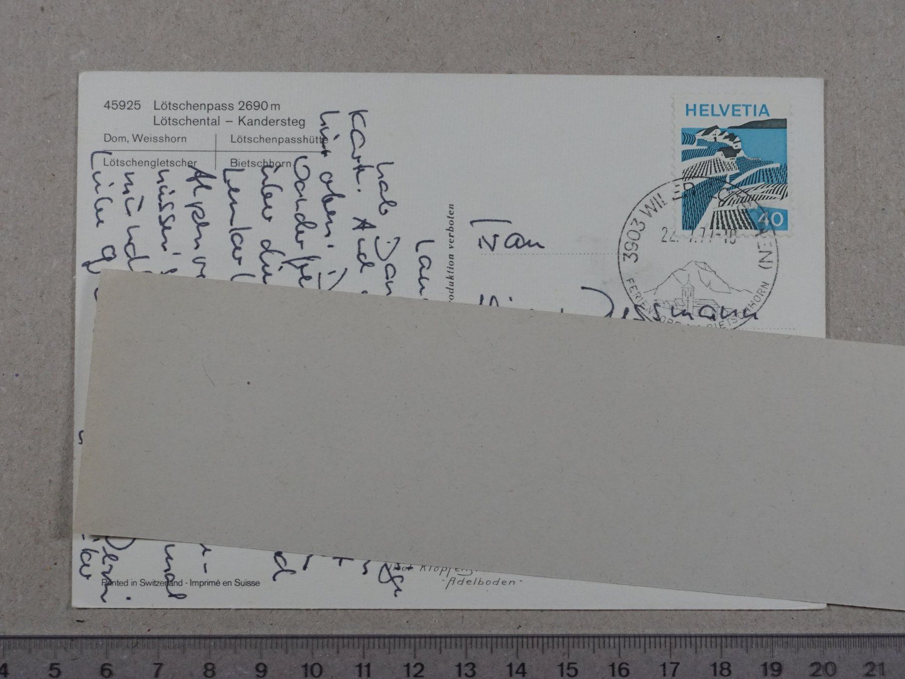 Cartoline postali: Lötschenpass, Lötschental - Kandersteg, 1977 – Usato da Lenzburg venduto da fh1 1