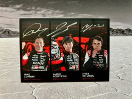 Autogrammkarte Conway, Kobayashi, De Vries, Austin WEC 6h