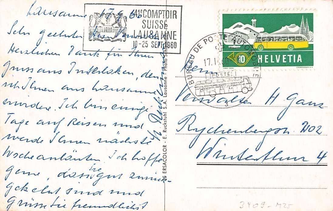 Ansichtskarten: SOUVENIR de  LAUSANNE 1960 – Gebraucht aus Winterthur von SchatzchischtliWinti 1