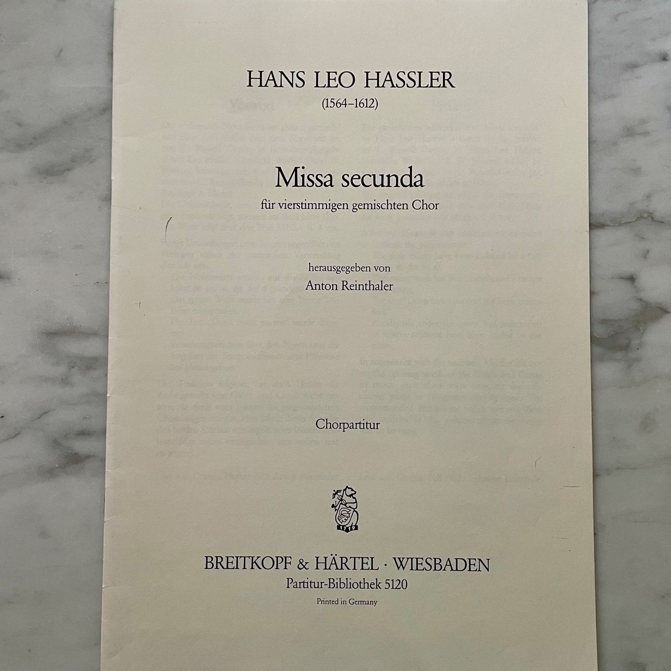 Libri: Hassler, Missa secunda, Chorpartitur – Usato da Liestal venduto da Coutellerie