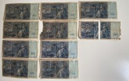 Reichsbanknote 100 Mark 1908 bis 1910 / 10 Stück