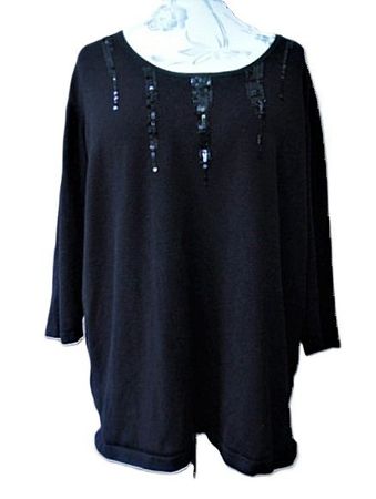Gr. 44 46 Viskose Pulli Pailletten 3/4 Ärmel GELCO s.Masse