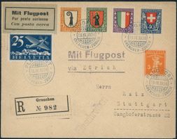 1923 - Pro Juventute - Brief - MiF - Flugpost - Grenchen SO