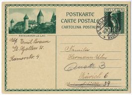 1931 Bildpostkarte Nr. 122-012 ESTAVAYER gest. St. Gallen