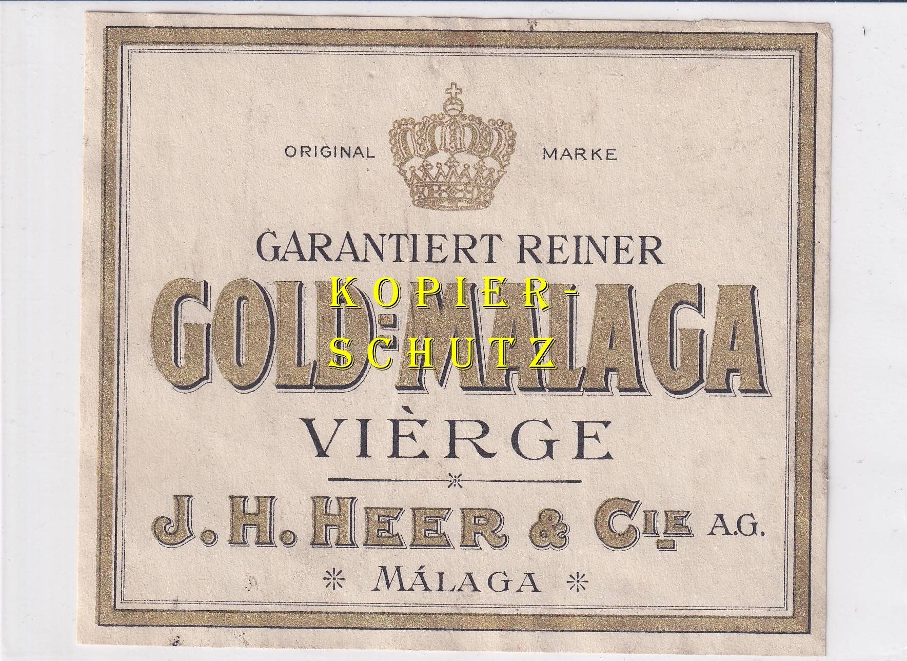 Papier: Etikette - Gold-Malaga Vièrge /bd – D'occasion à Hombrechtikon par Rudolf07