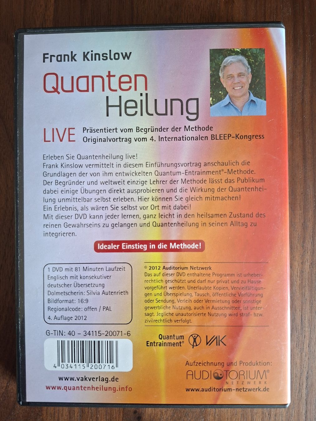 Tutti i DVDs: Frank Kinslow Quanten Heilung LIVE DVD Deutsch – Usato da Hermetschwil- Staffeln venduto da Milou07 1