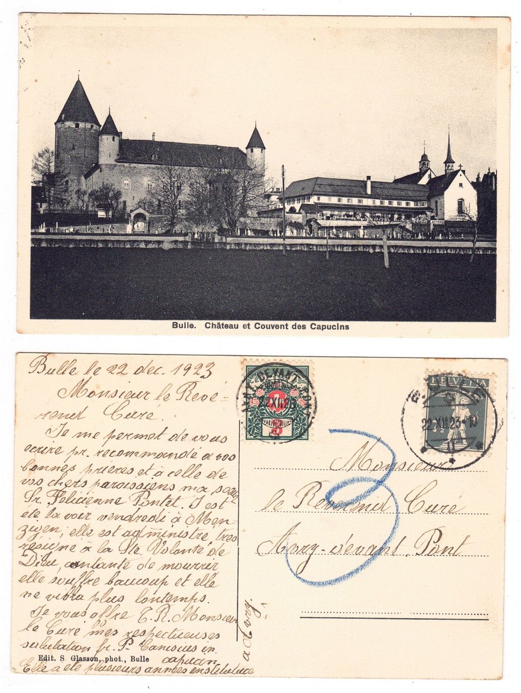 Cartoline postali: Bulle, Château et couvent des Capucins – Usato da La Tour-de-Peilz venduto da amjust