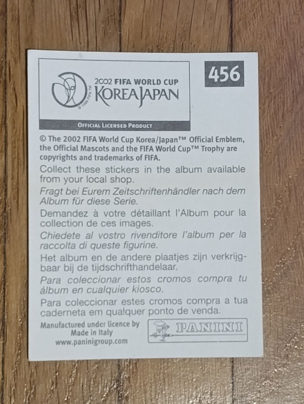 Panini Carte collezionabili: Panini WM 2002 #456 Ibrahimovic – Usato da Uitikon Waldegg venduto da MNC8047 1
