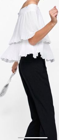 Zara pleated off the shoulder viscose top S