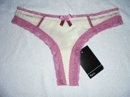 Spitzen Tanga Gr. S, Creme/Lila - Neu mit Etikett!
